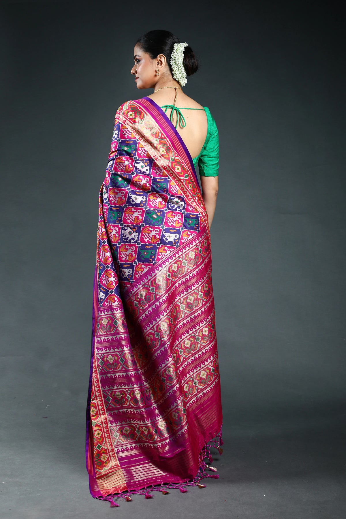 Purple Semi Patola Saree with Blouse Piece