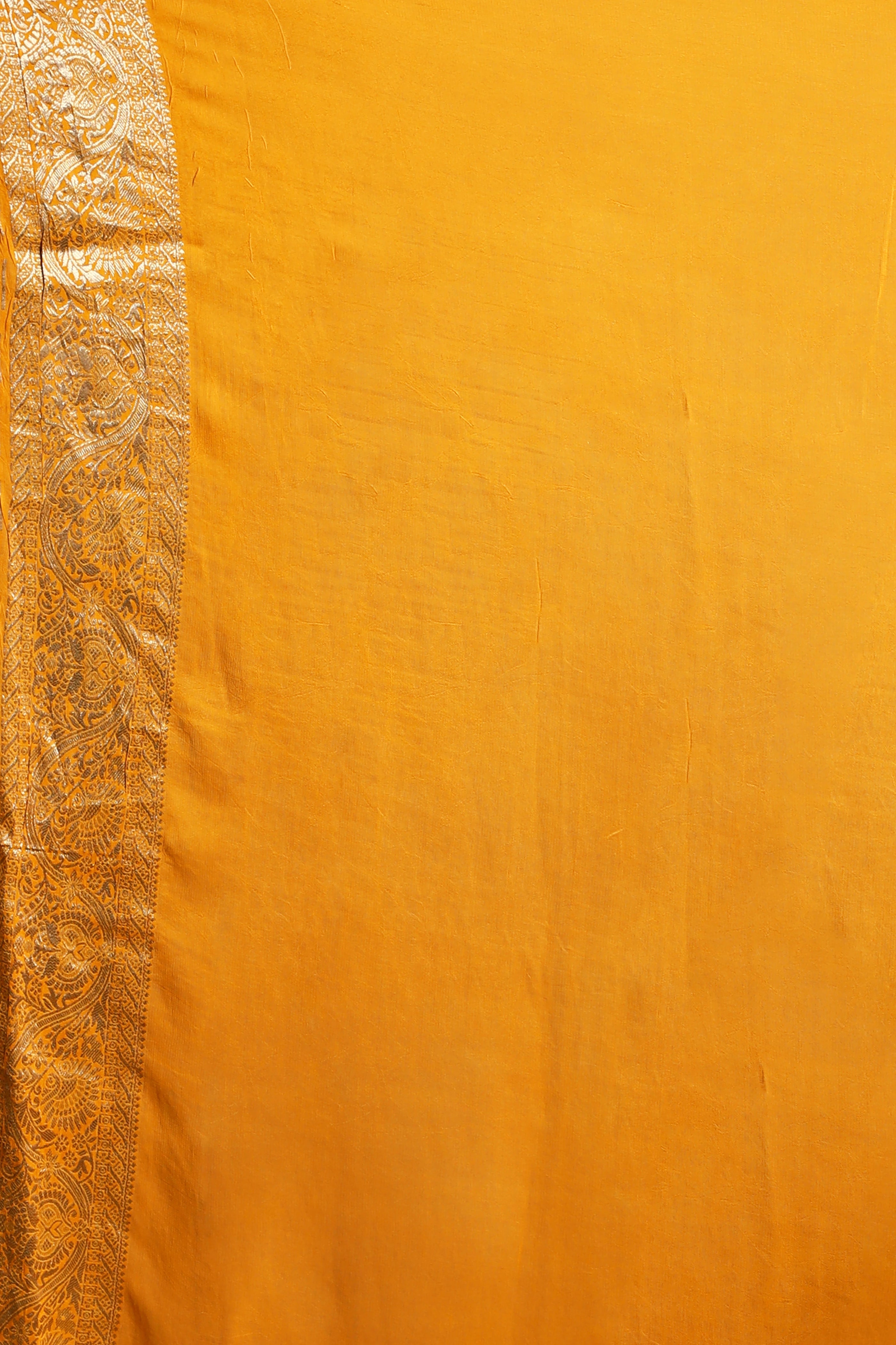 Mango Yellow Semi Georgette Saree with Blouse Piece