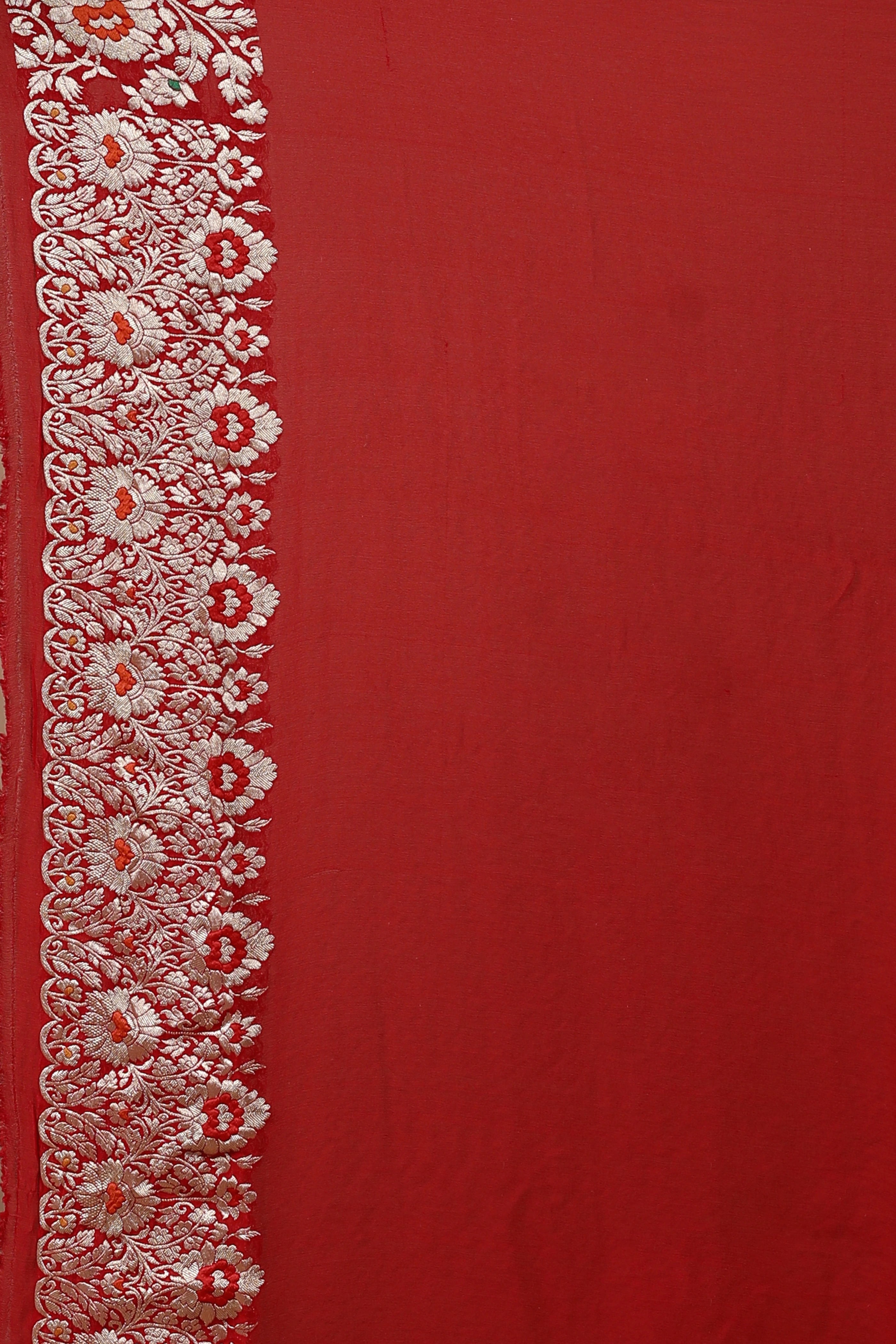 Red Pure Georgette Saree With Blouse Piece