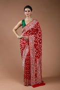 Red Pure Georgette Saree With Blouse Piece