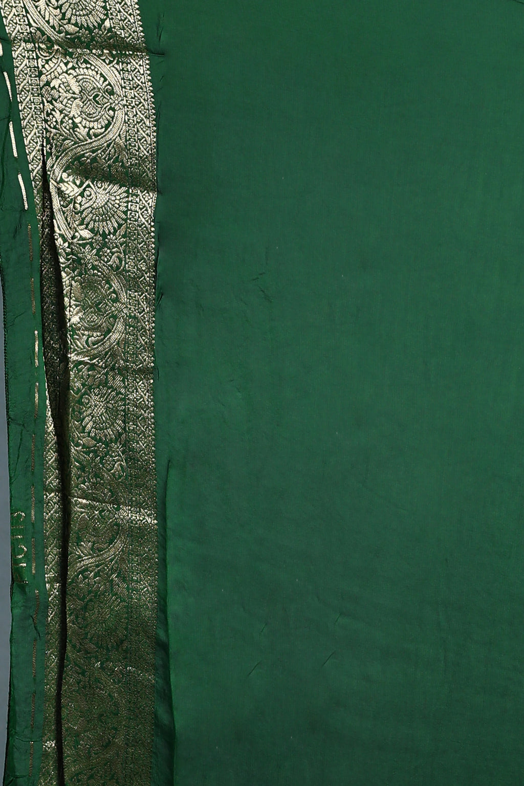 Bottle Green Semi georgette Saree with Blouse Piece