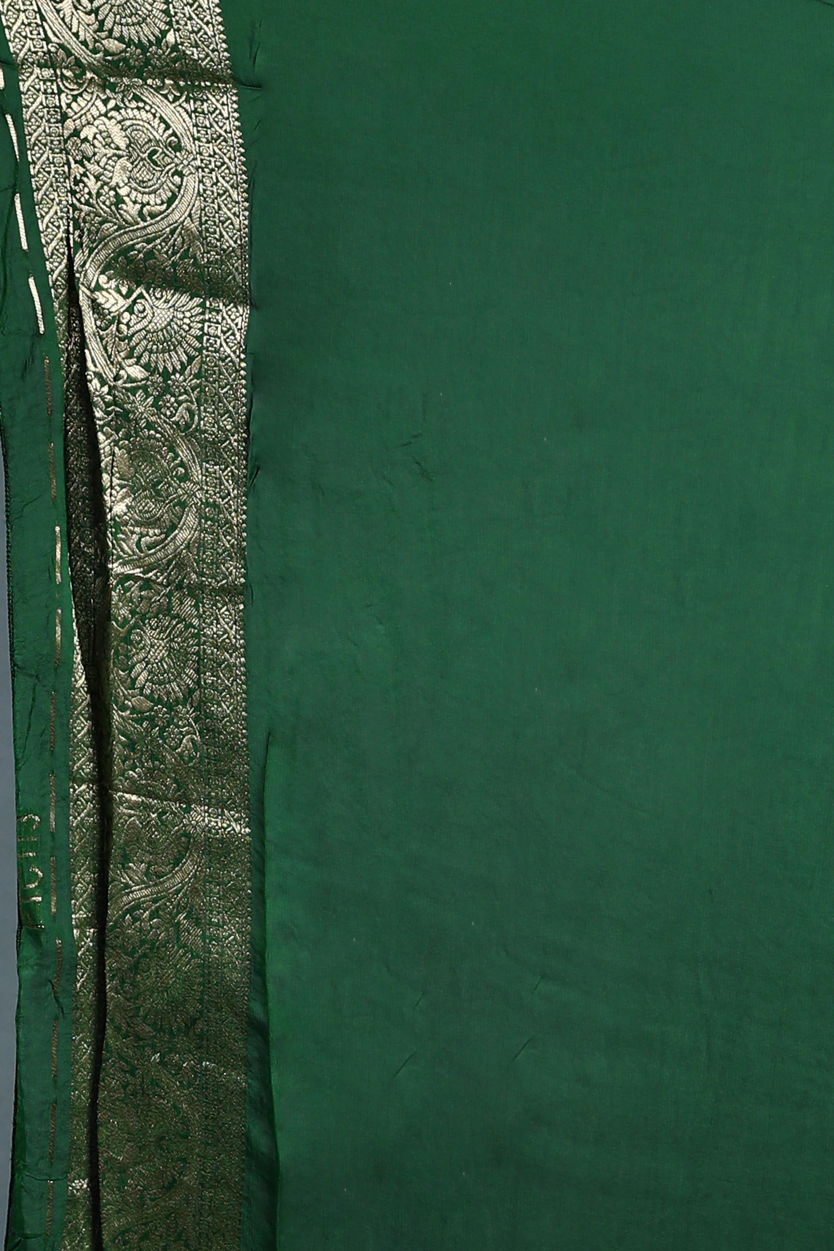 Bottle Green Semi georgette Saree with Blouse Piece