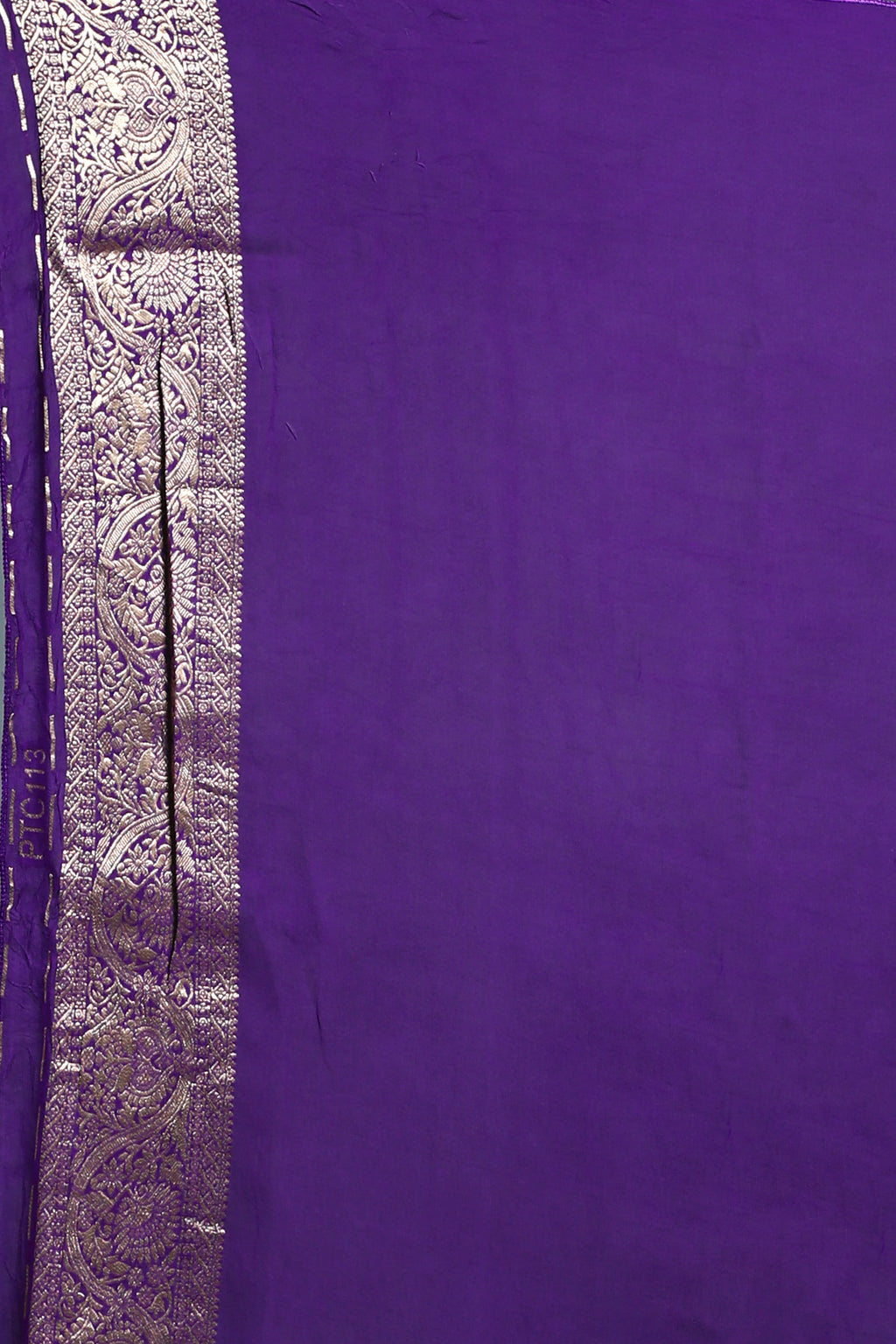 Purple Semi Georgette Saree with Blouse Piece