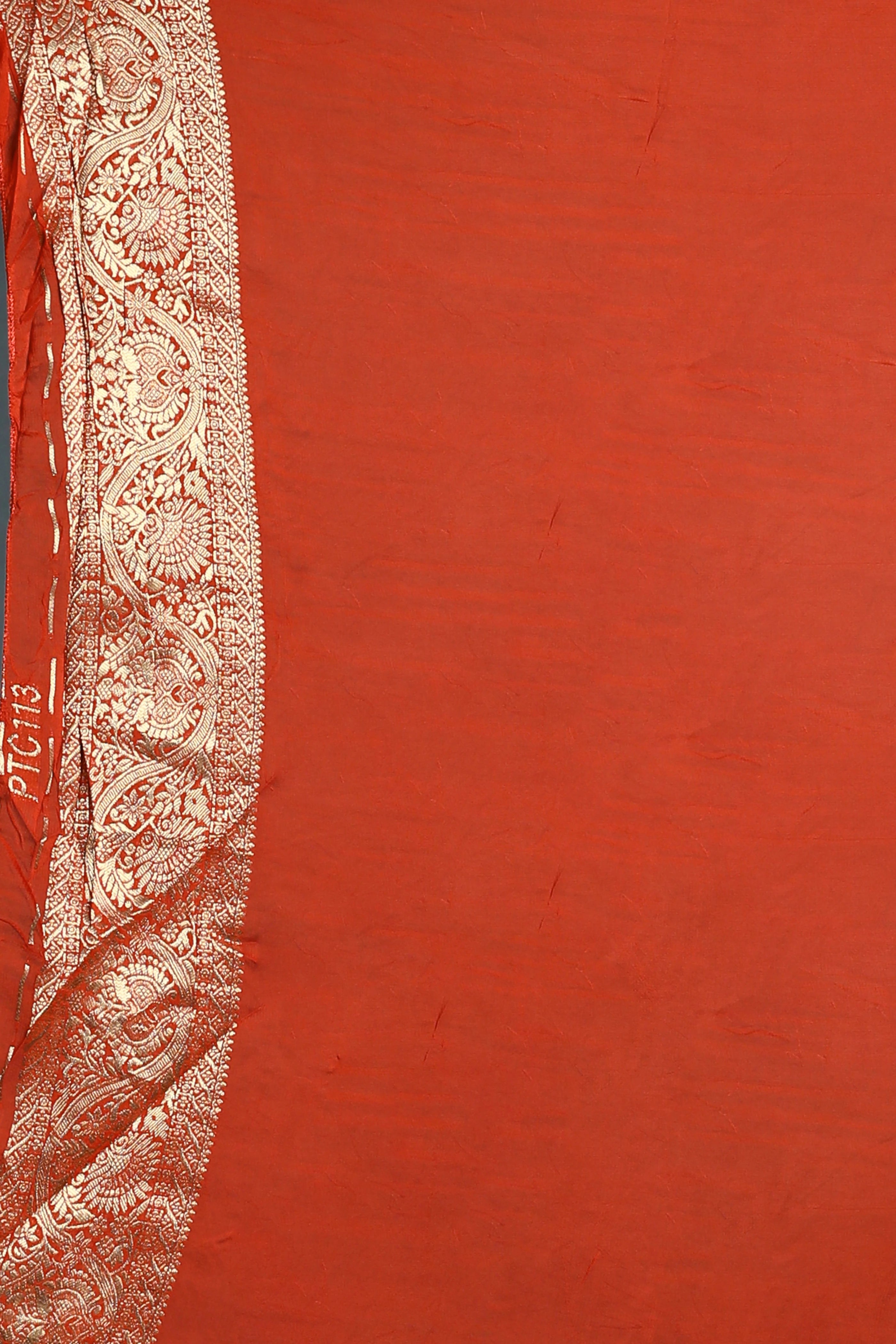 Rust Orange Semi Georgette Saree with Blouse Piece