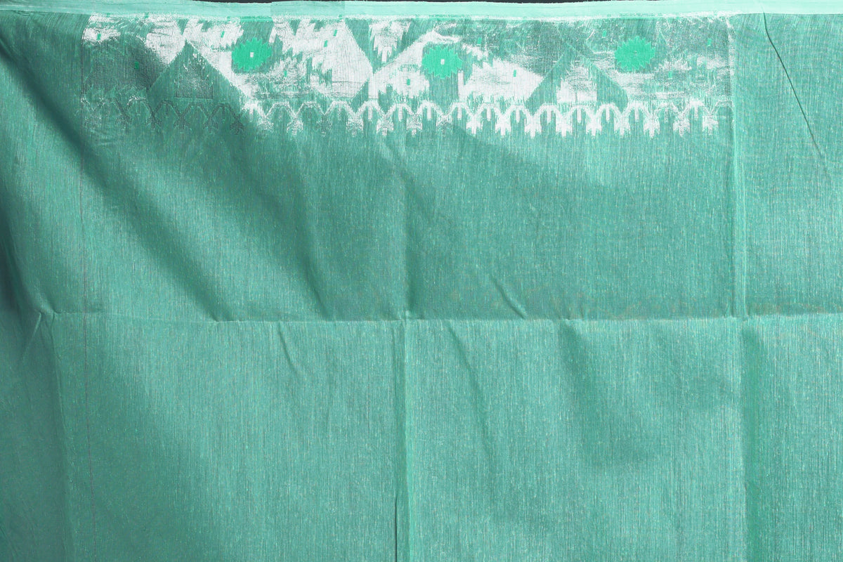Mint Green Bengal Jamdani Saree with Blouse Piece