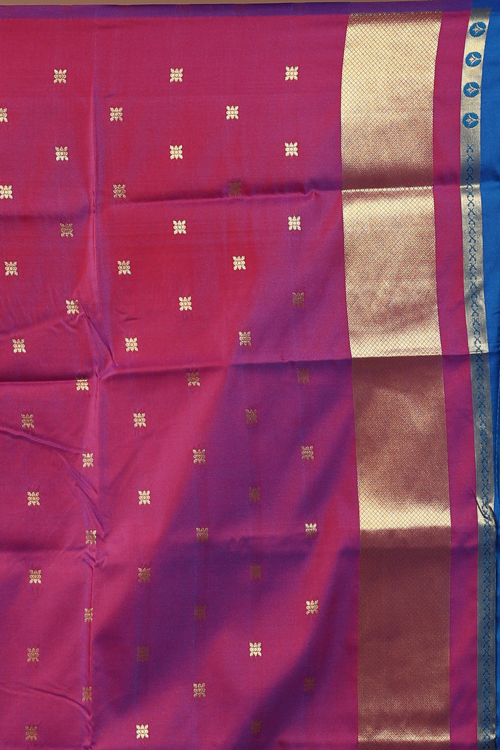 Royal Blue Semi Pochampally Saree With Blouse Piece