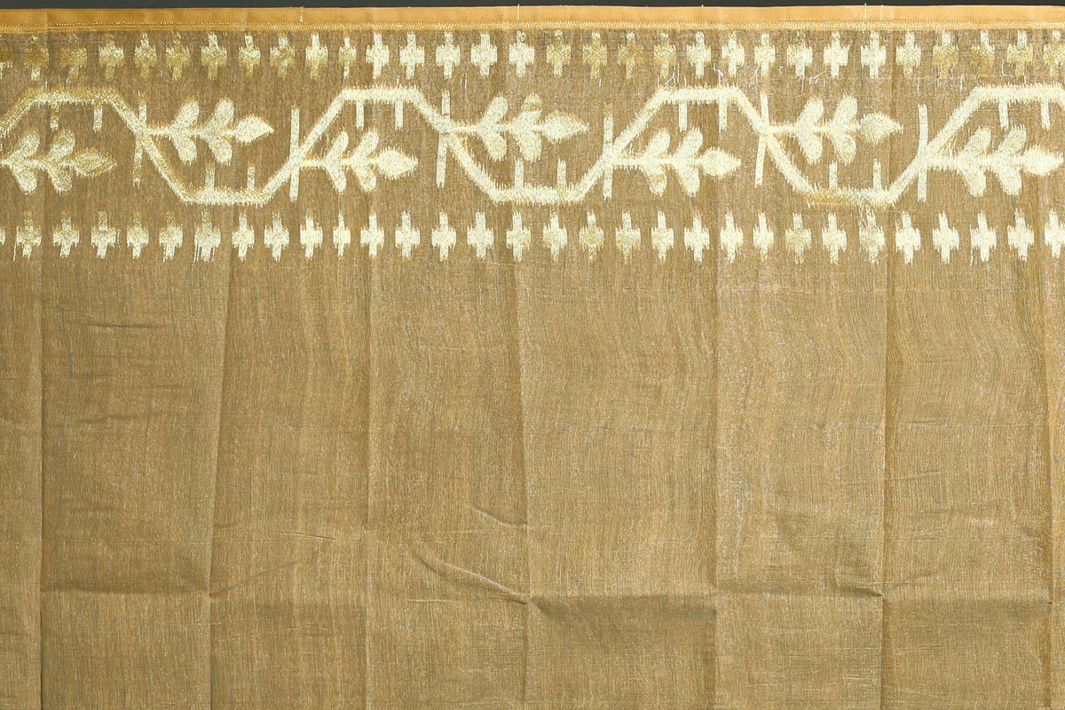 Beige Gold Bengal Jamdani Saree with Blouse Piece