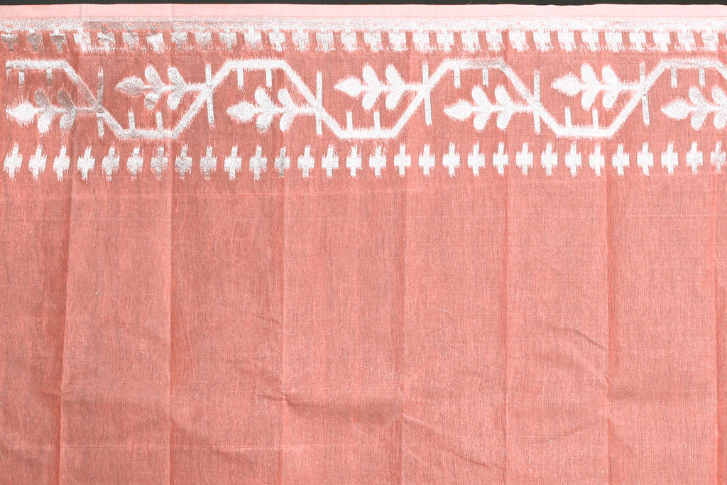 Peach Pink Bengal Jamdani Saree with Blouse Piece