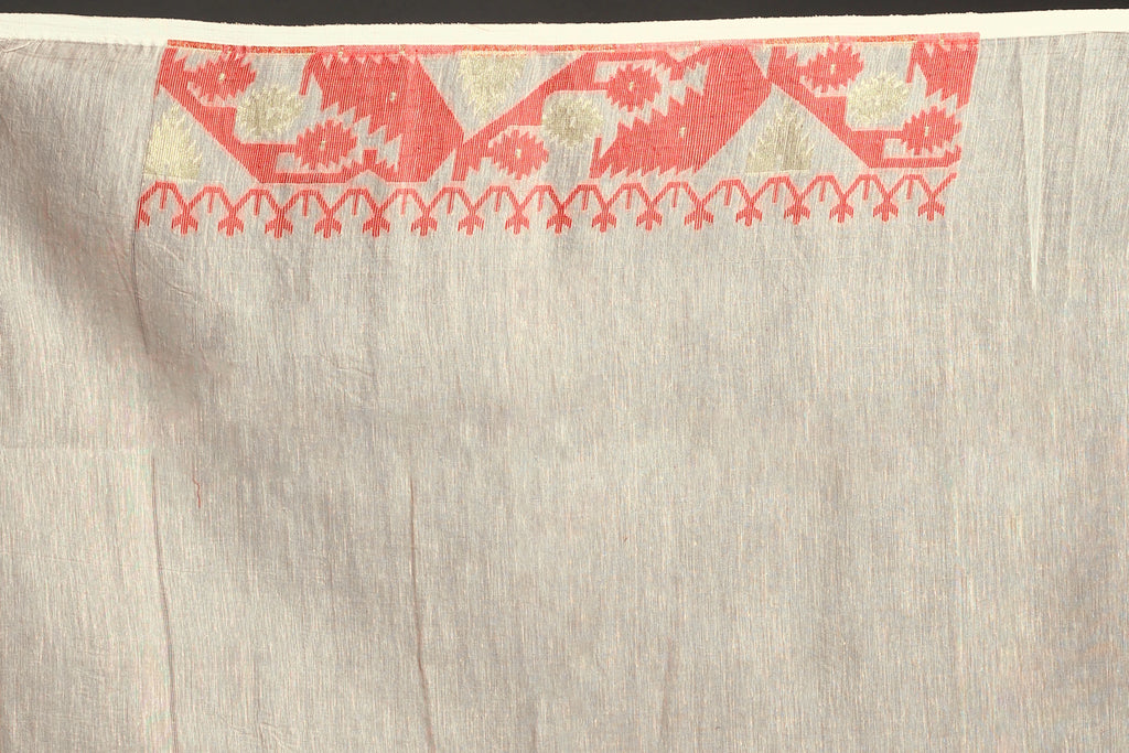 Offwhite Bengal Jamdani Saree with Blouse Piece