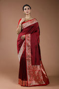 Maroon Pure Katan Silk Saree With Blouse Piece
