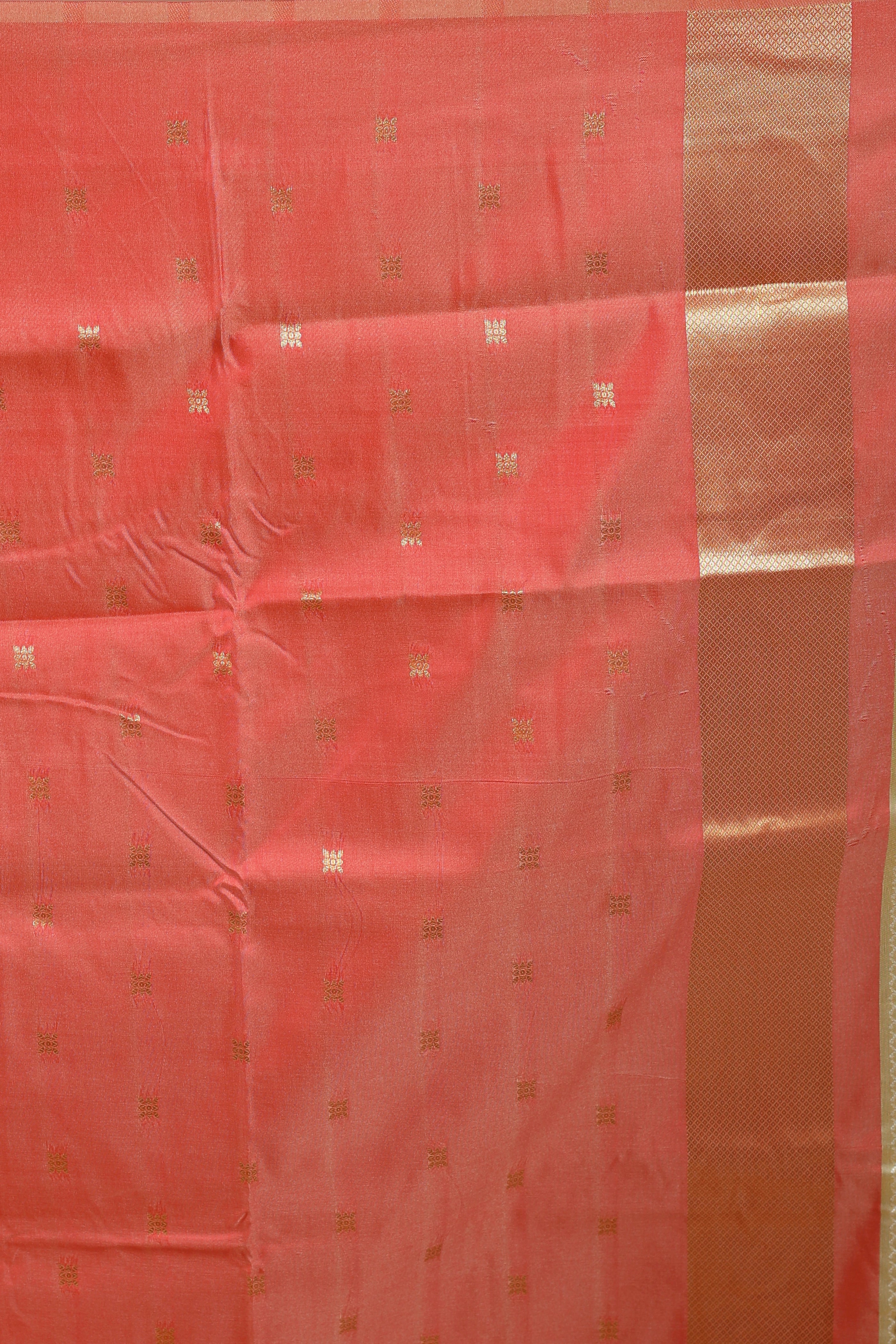 Offwhite Semi Pochampally Silk Saree With Blouse Piece