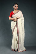Offwhite Semi Georgette Saree with Blouse Piece