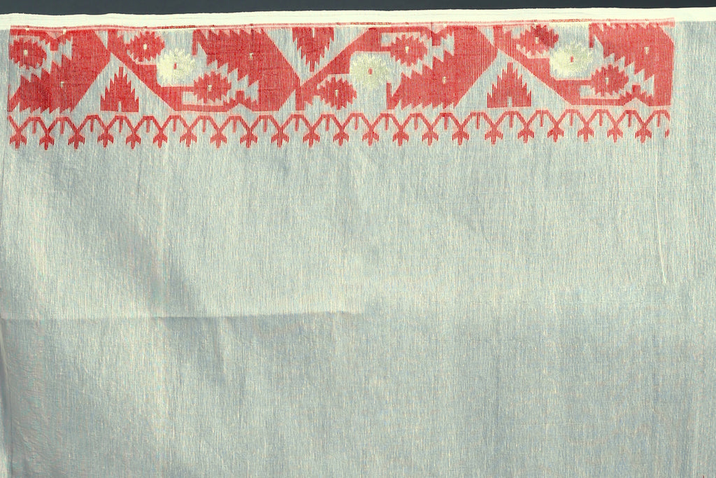 Offwhite Bengal Jamdani Saree with Blouse Piece