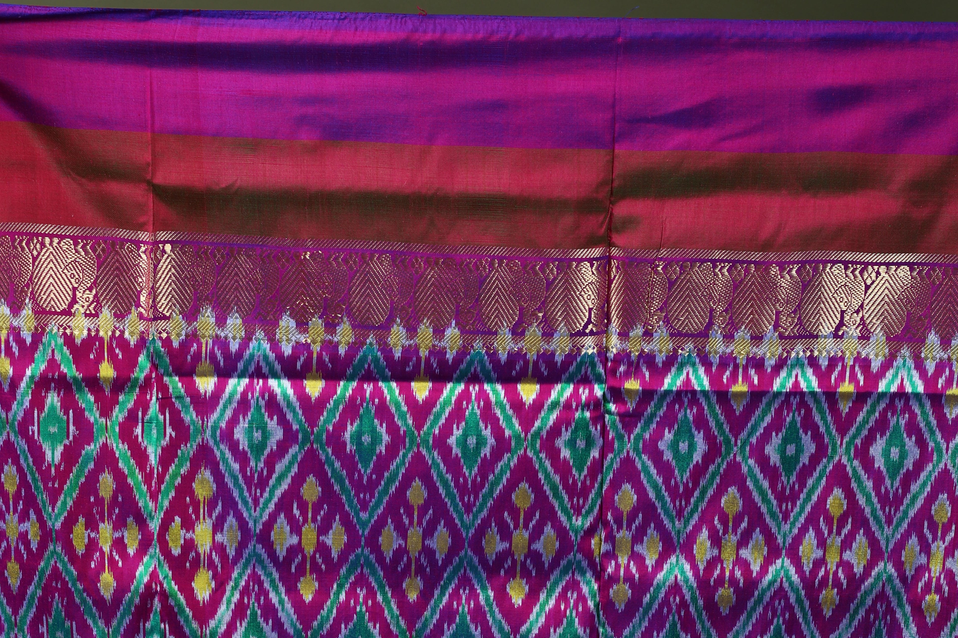Yellowish Orange Pure Pochampally Saree With Blouse Piece