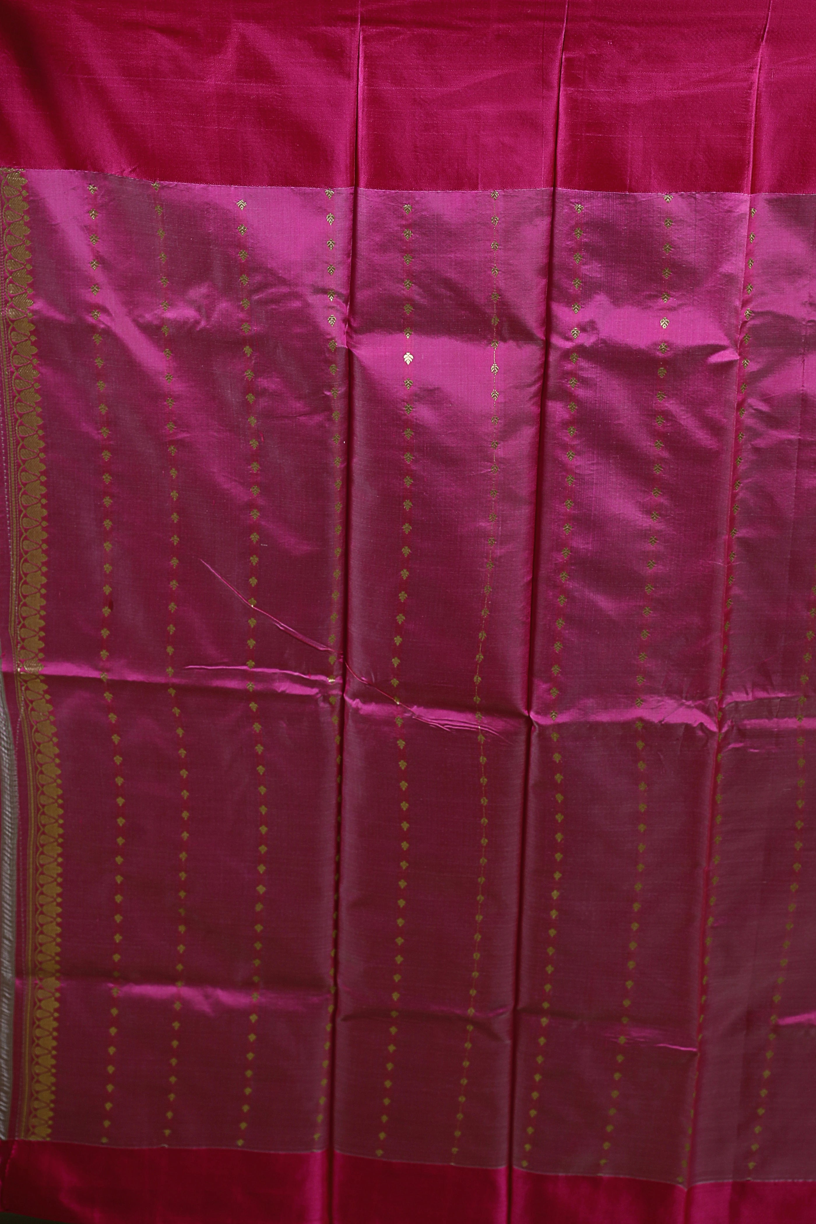 Powder Sky Pure Kora Banarasi With Katan Border Saree With Blouse Piece