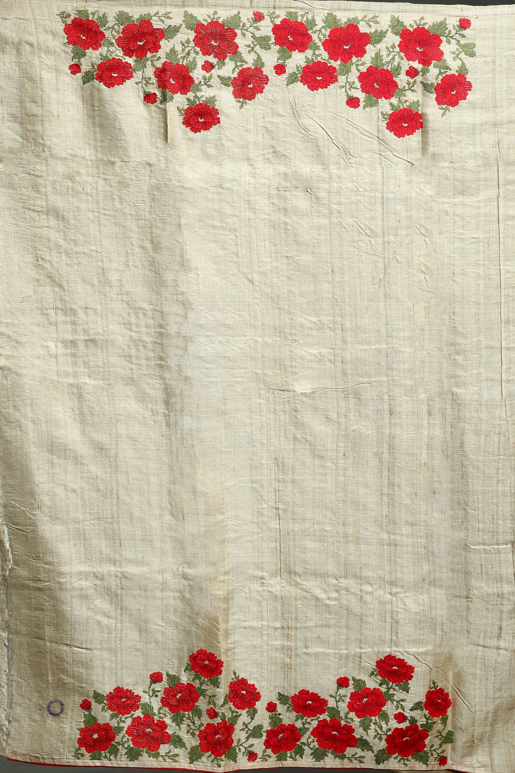 Beige Pure Tussar embroidery Saree with Blouse Piece