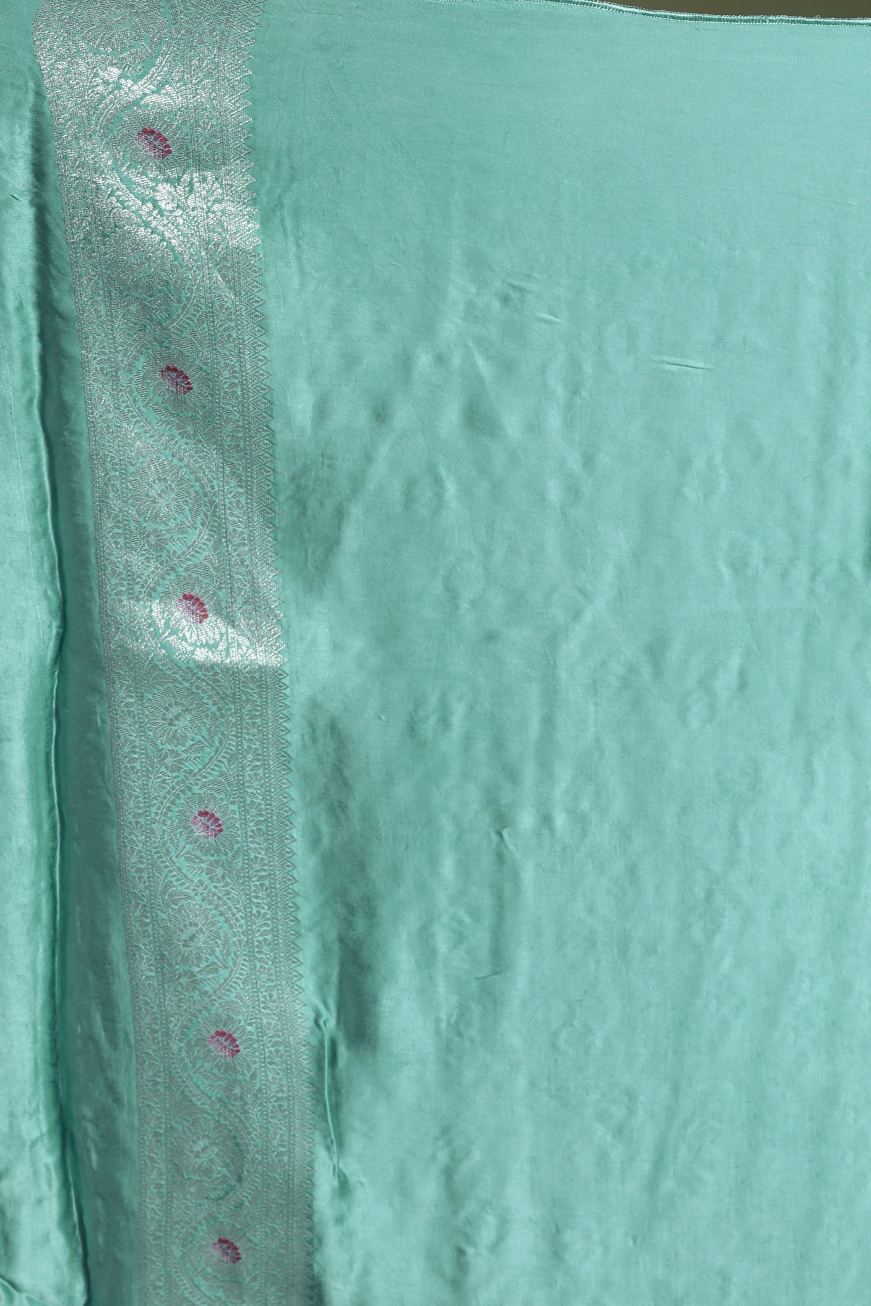 Light Sea Green Semi Mashru Saree With Blouse Piece