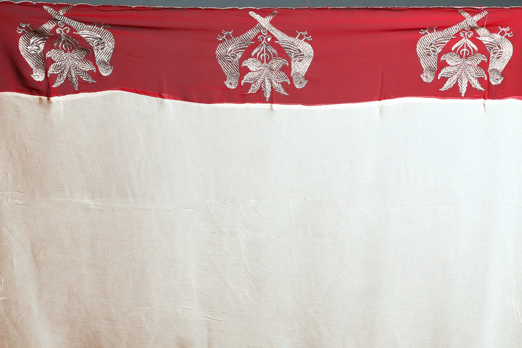 Offwhite Khaddi Georgette Saree with Blouse Piece