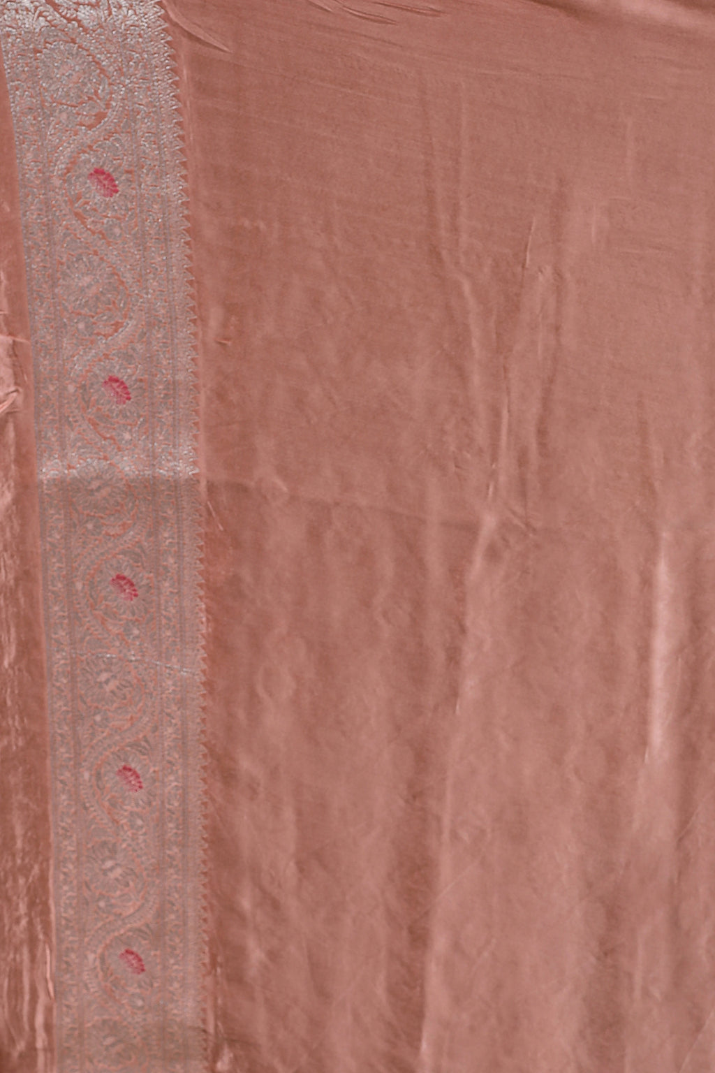 Peach Semi Mashru Saree With Blouse Piece