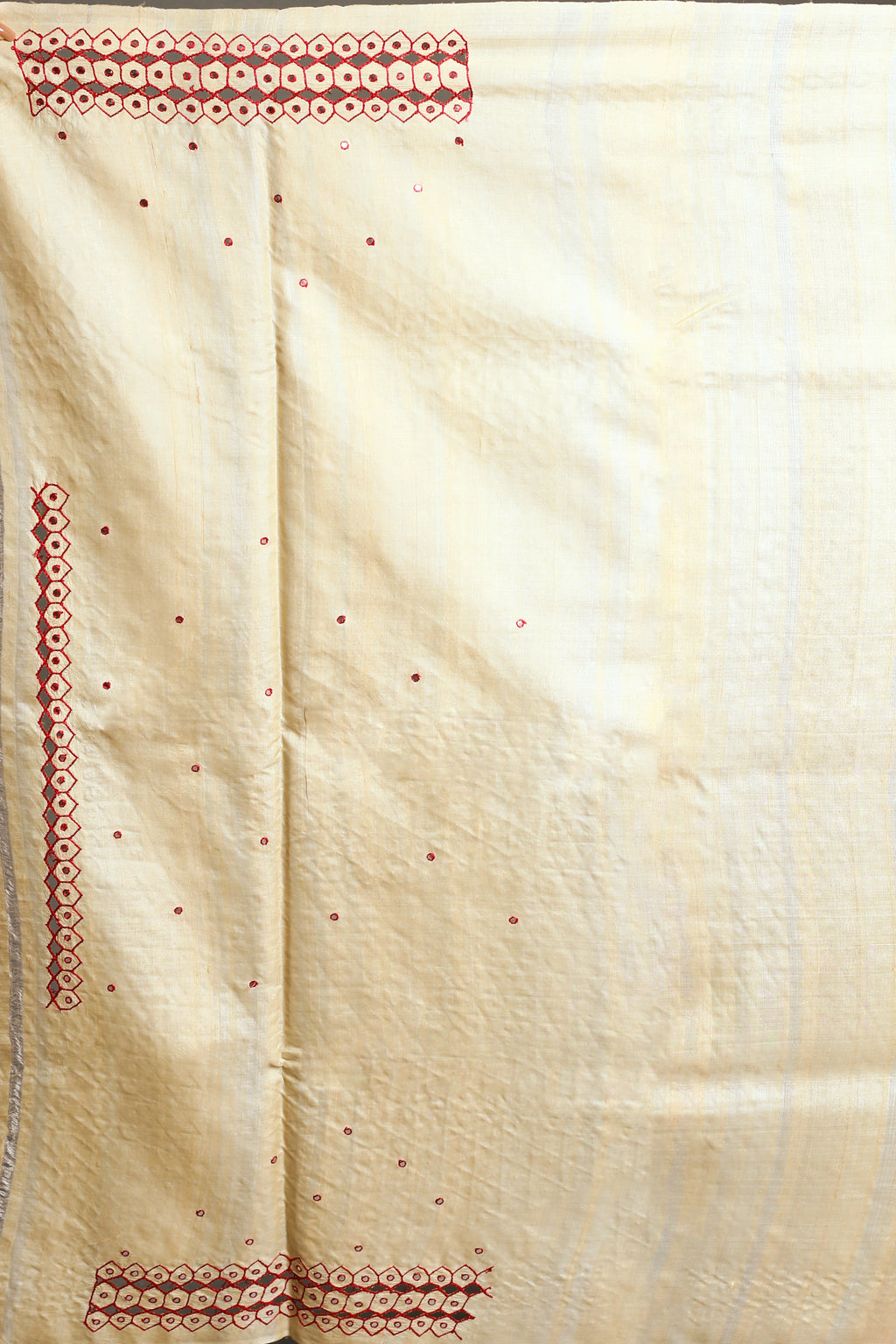 Beige Pure Tussar Cutwork Saree with Blouse Piece