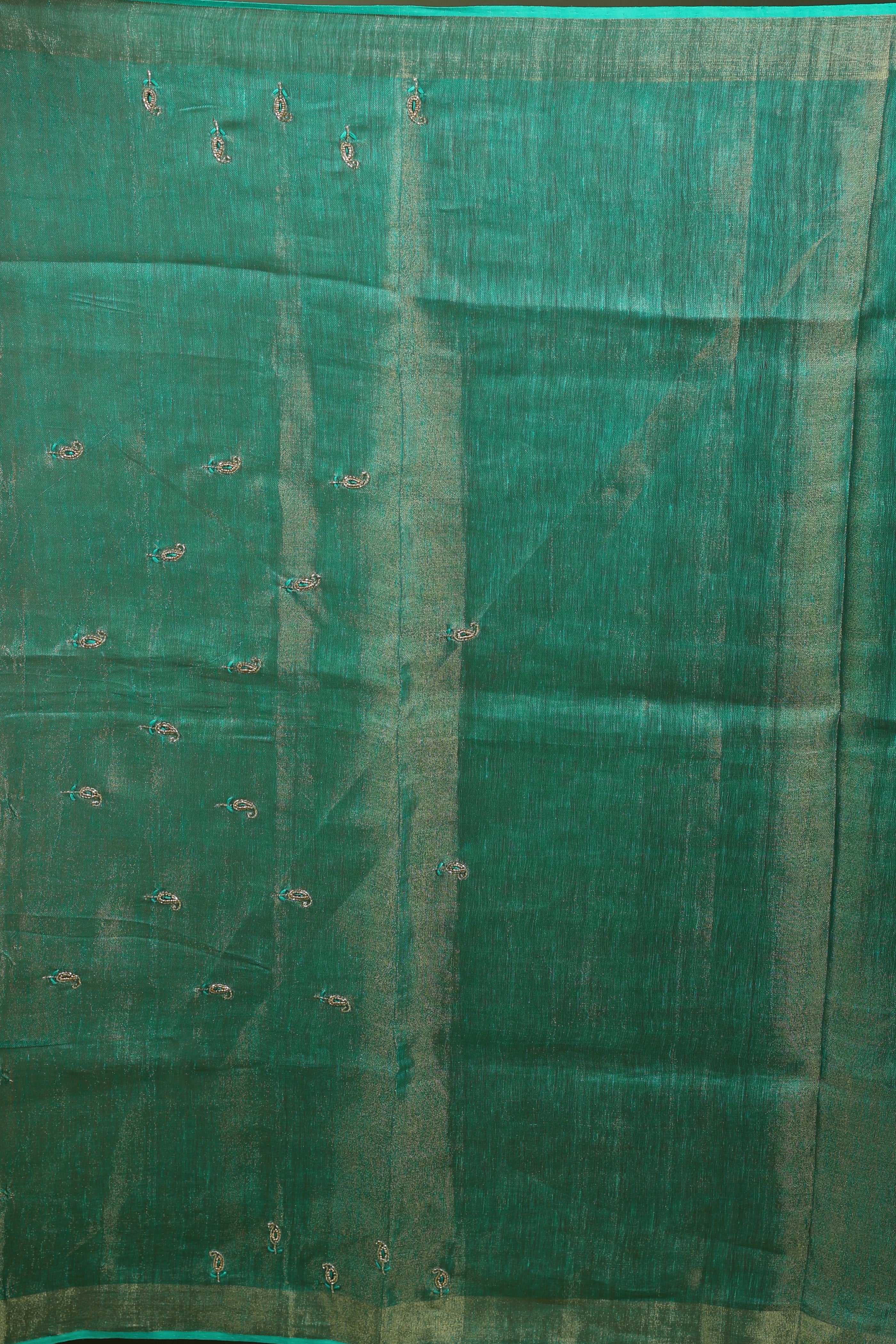 Beige Semi Tissue Linen Saree With Blouse Piece