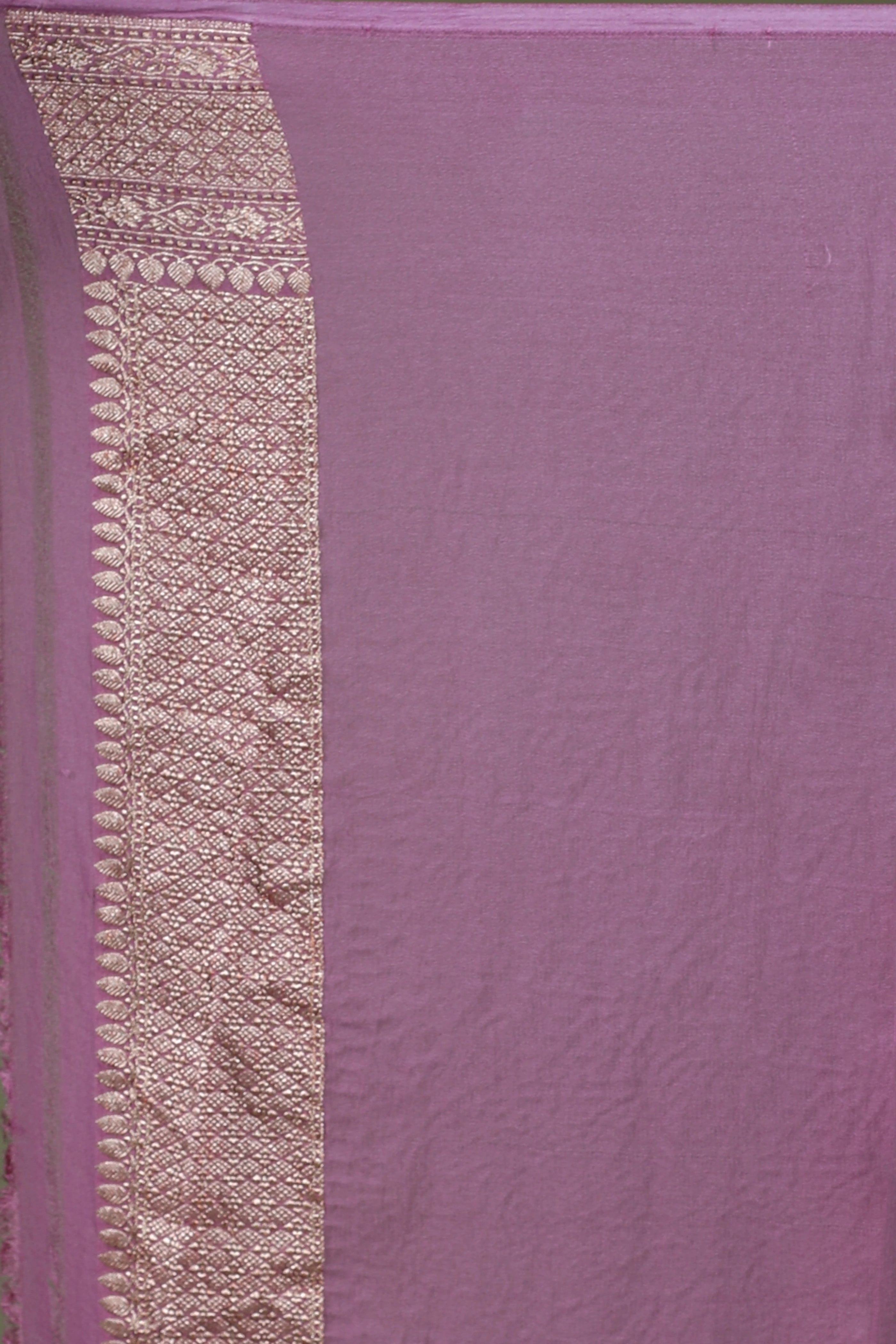 Dusty Lavender Pure Georgette Saree With Blouse Piece