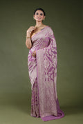 Dusty Lavender Pure Georgette Saree With Blouse Piece