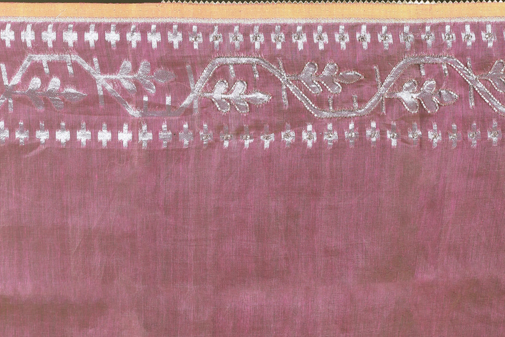 Peach Pink Karchupi Jamdani Saree With Blouse Piece