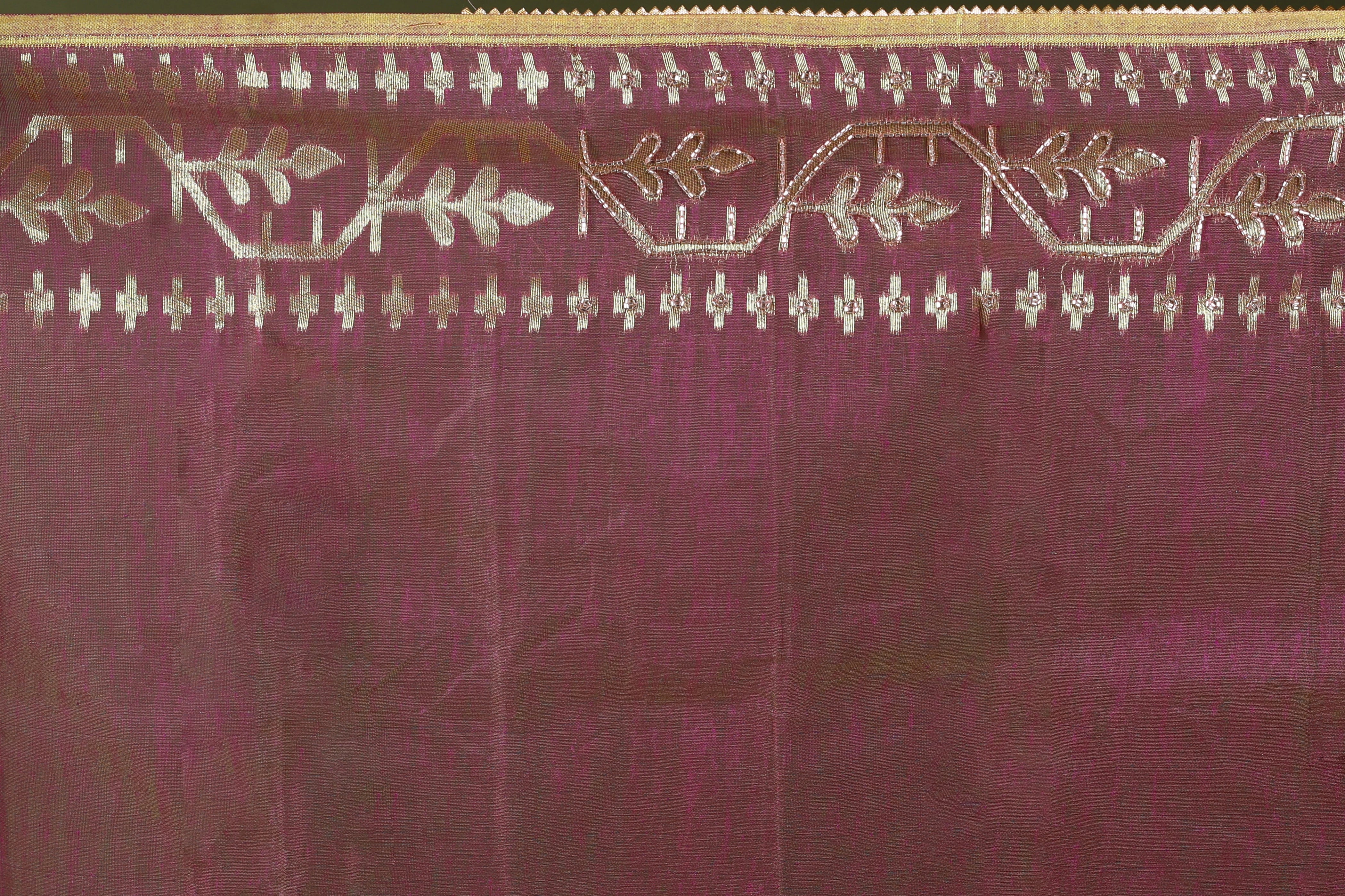 Mauve Semi Karchupi Jamdani Saree With Blouse Piece