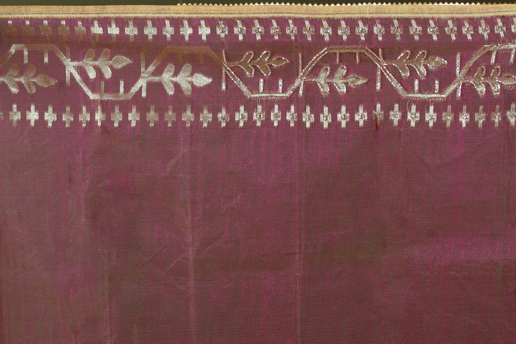 Mauve Karchupi Jamdani Saree With Blouse Piece