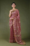 Mauve Karchupi Jamdani Saree With Blouse Piece