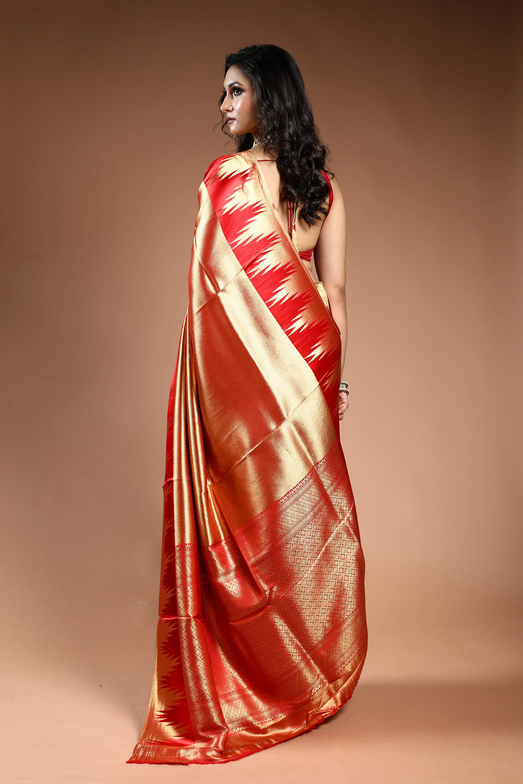 Copper Semi Mashru Saree with Blouse Piece