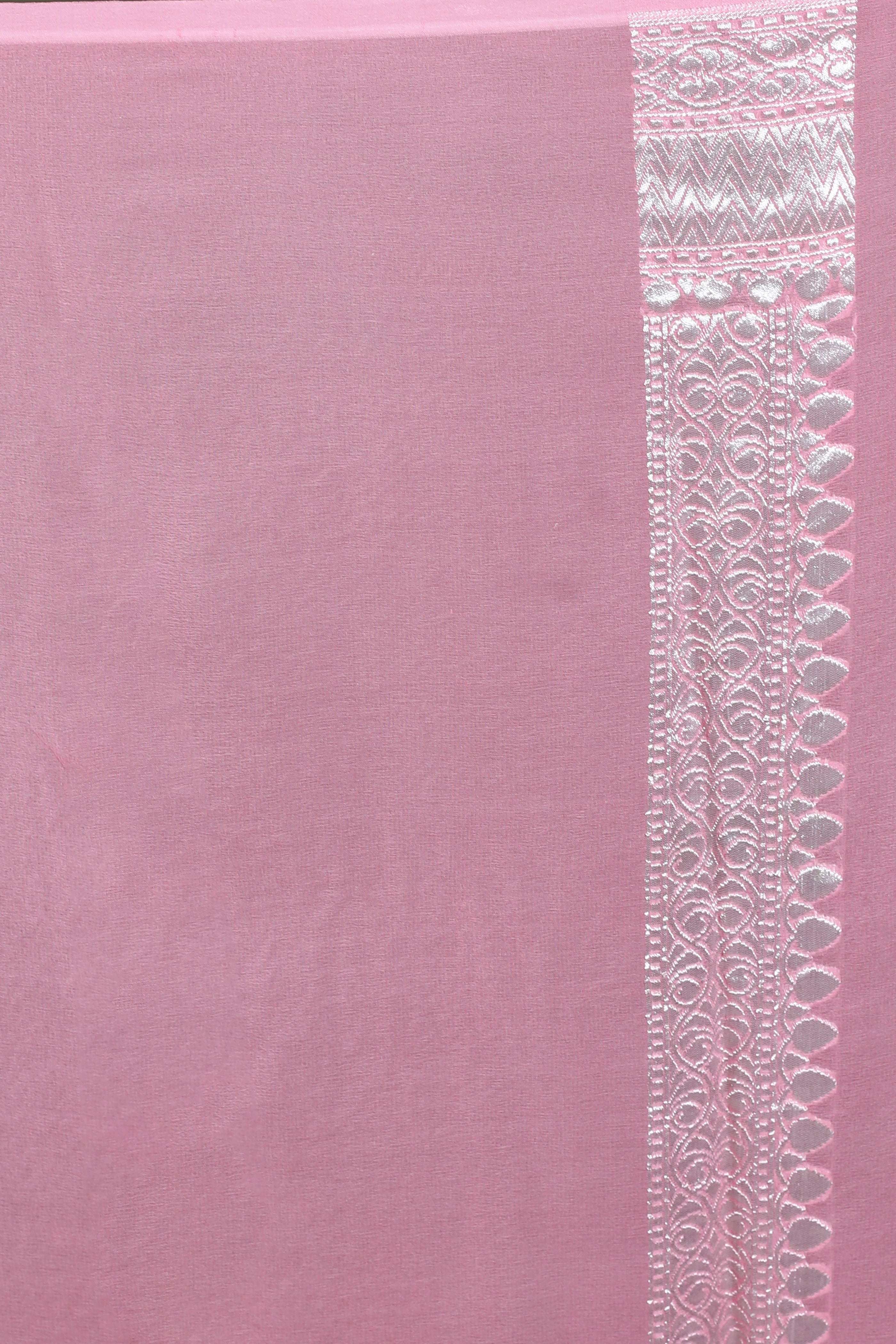 Baby Pink Pure Georgette Saree With Blouse Piece