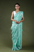 Ice Blue Karchupi Jamdani Saree With Blouse Piece