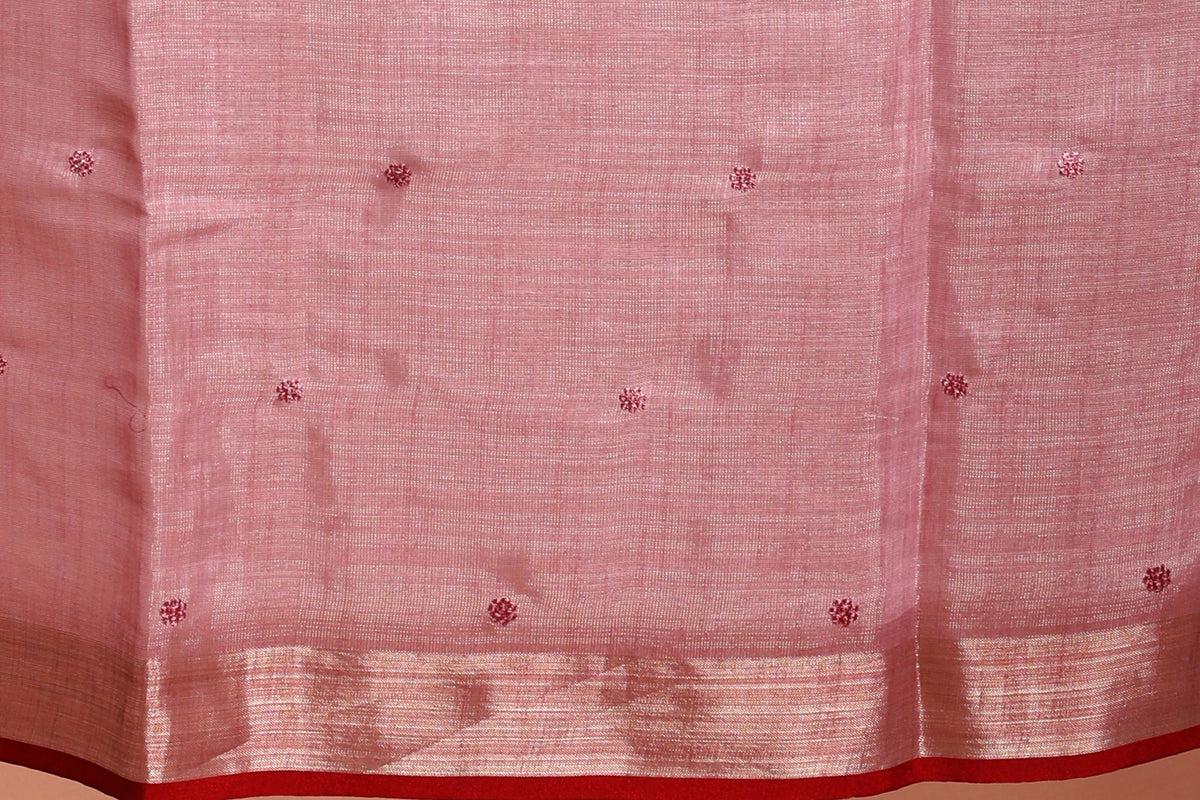 Mauve Tissue Linen Saree with Blouse Piece