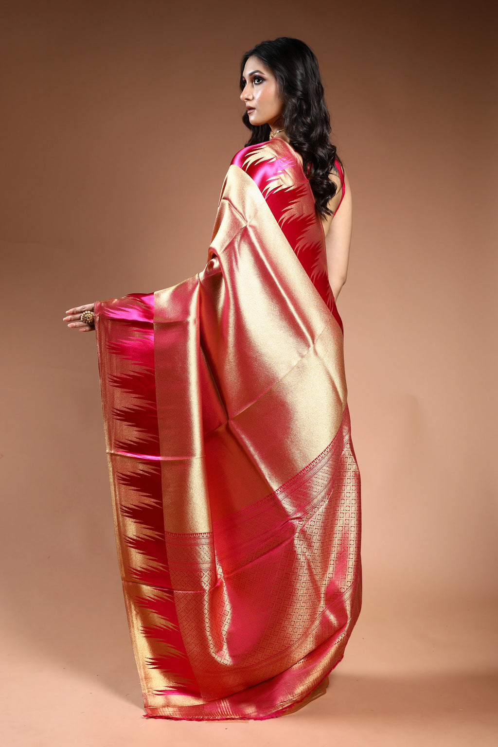 Copper Semi Mashru Saree with Blouse Piece