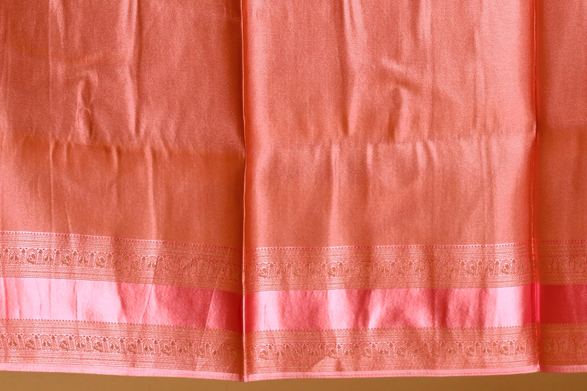Rose Gold Semi Mashru Saree with Blouse Piece