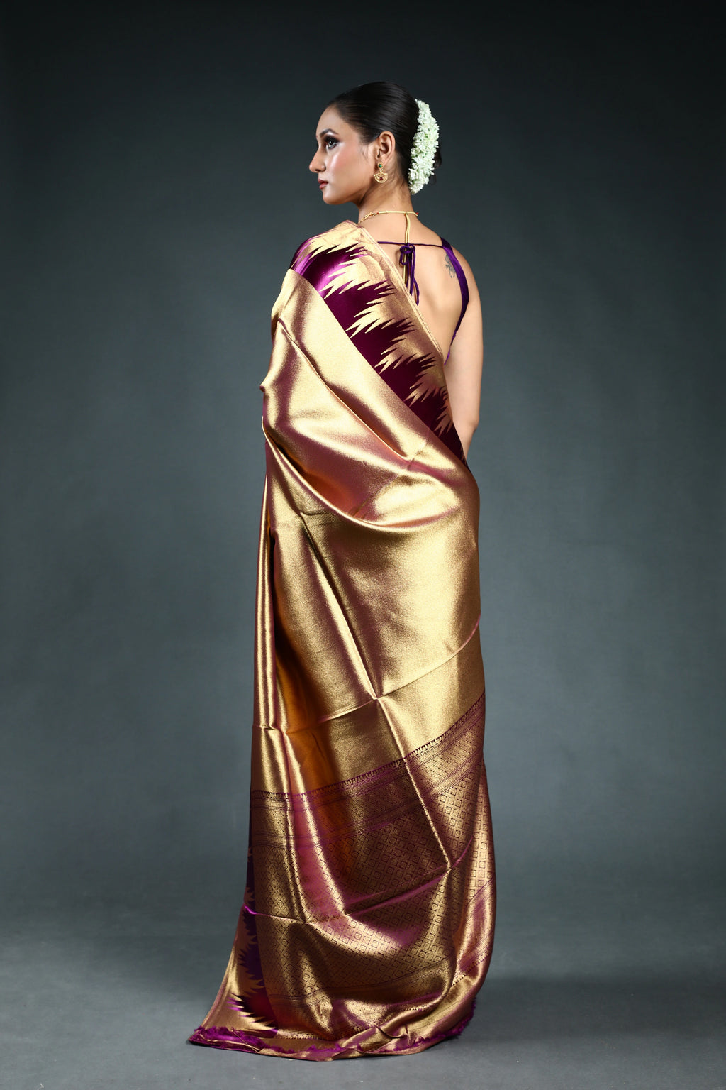 Copper Semi Mashru Saree with Blouse Piece