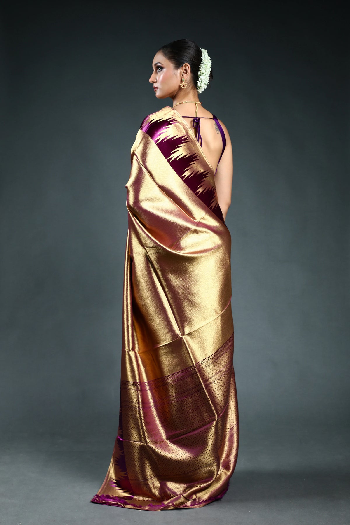 Copper Semi Mashru Saree with Blouse Piece