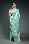 Rama Green Semi Mashru Saree with Blouse Piece
