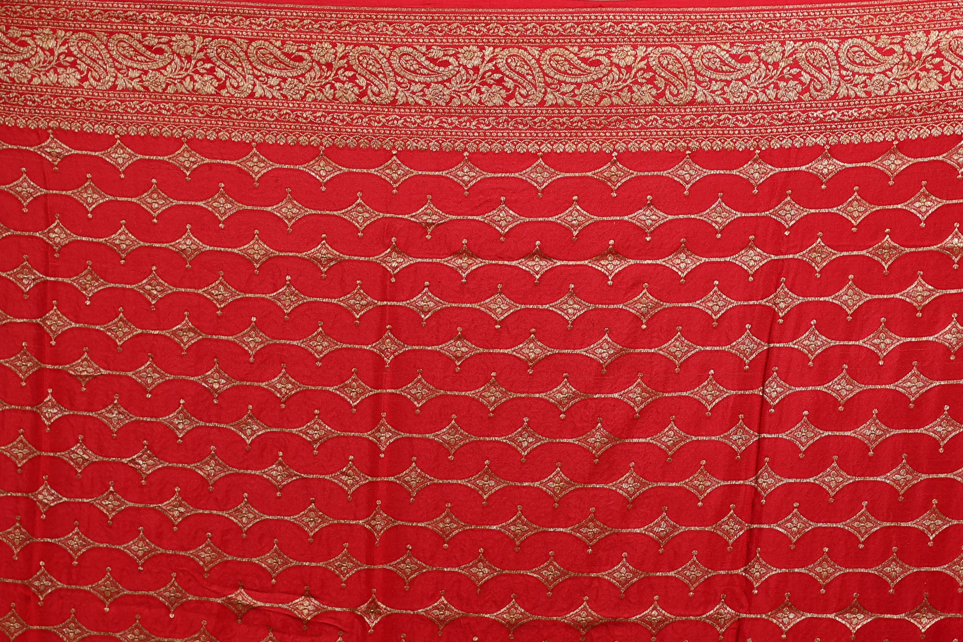 Navy Blue Crepe Banarasi Saree With Blouse Piece
