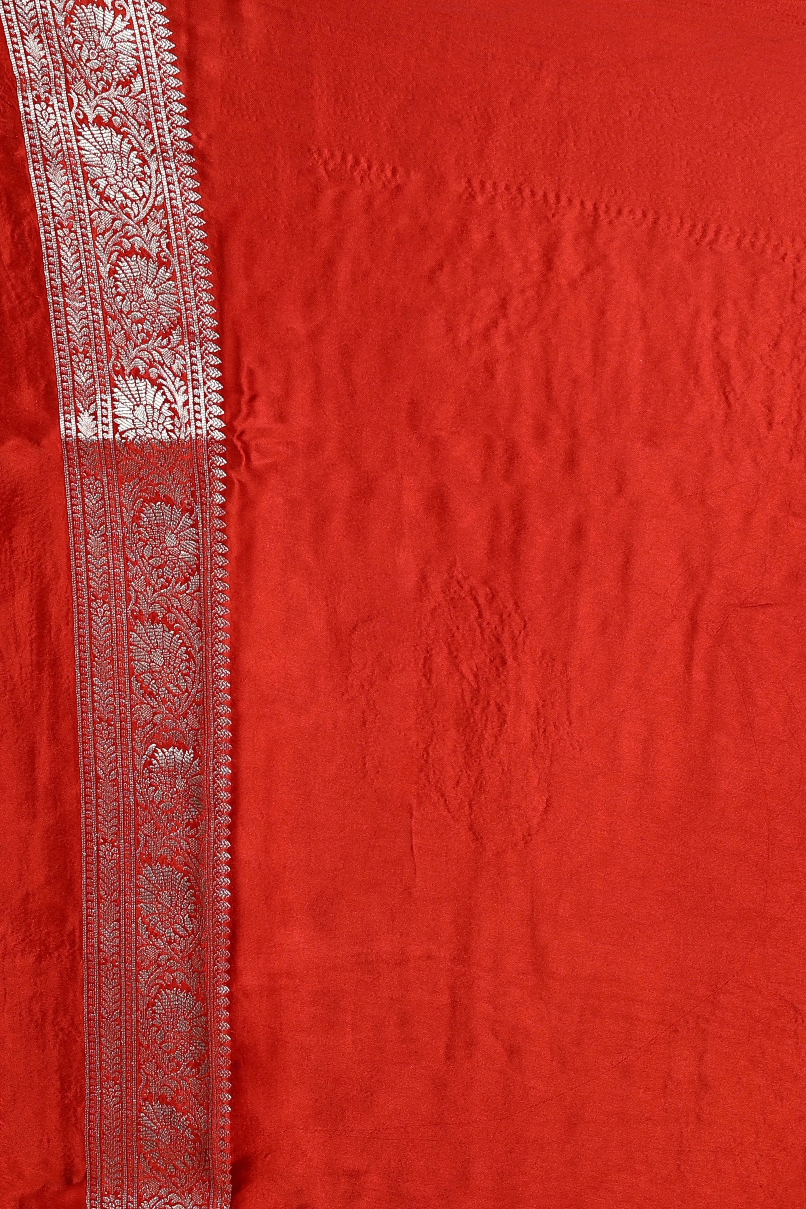 Rust Orange Semi Mashru Saree With Blouse Piece