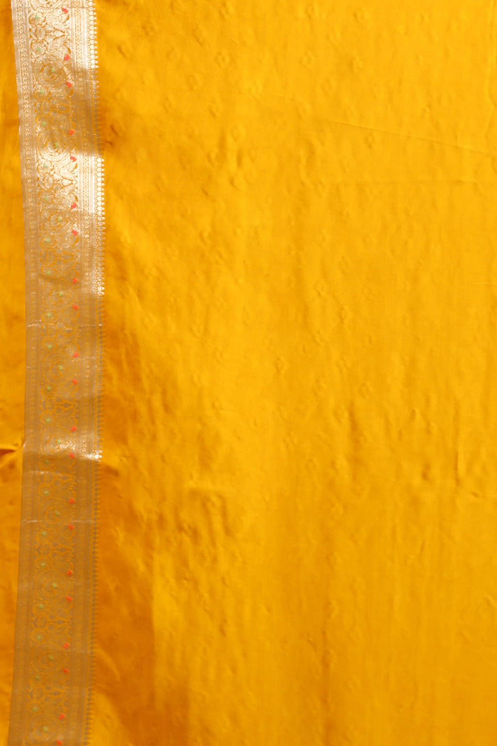 Mango Yellow Semi Mashru Saree With Blouse Piece