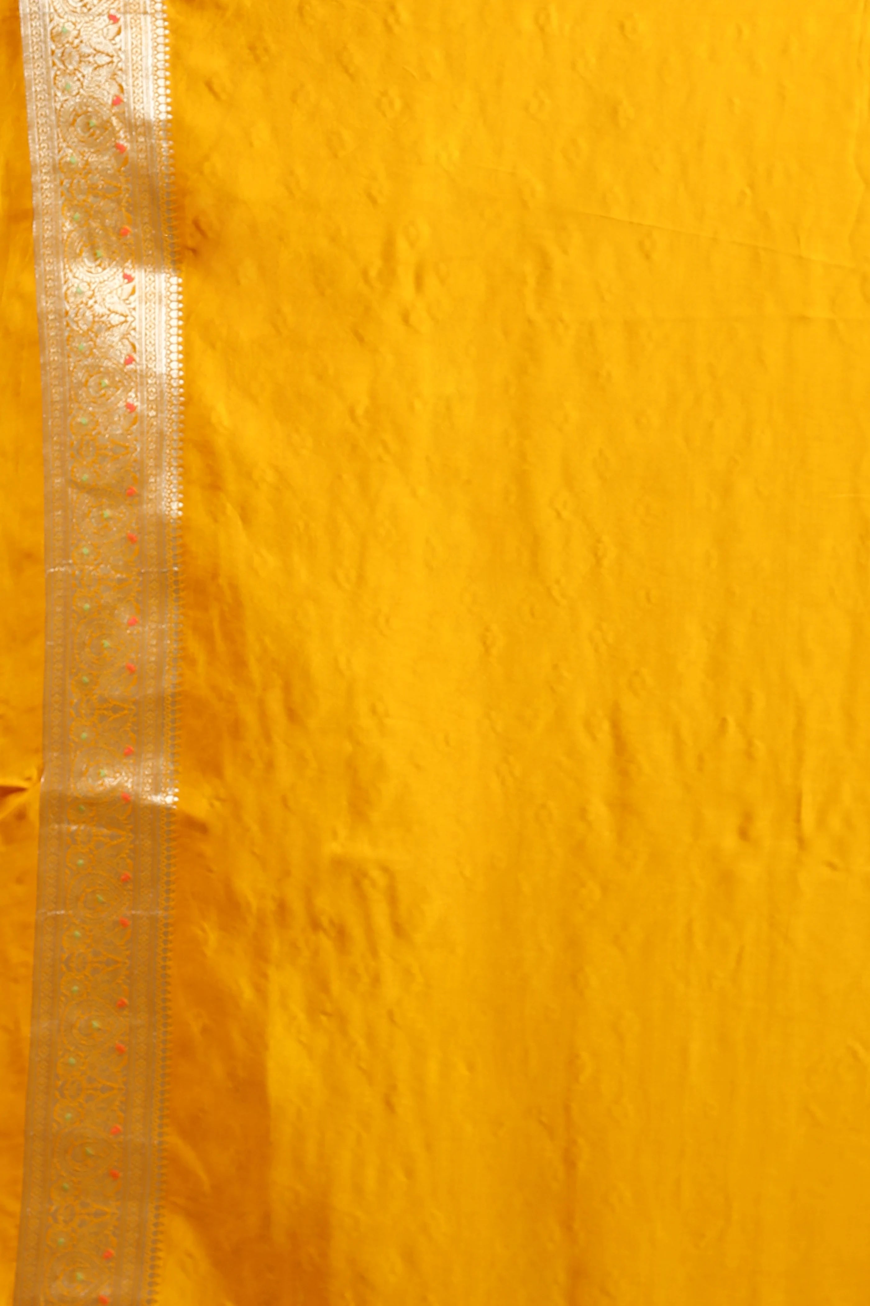 Mango Yellow Semi Mashru Saree With Blouse Piece