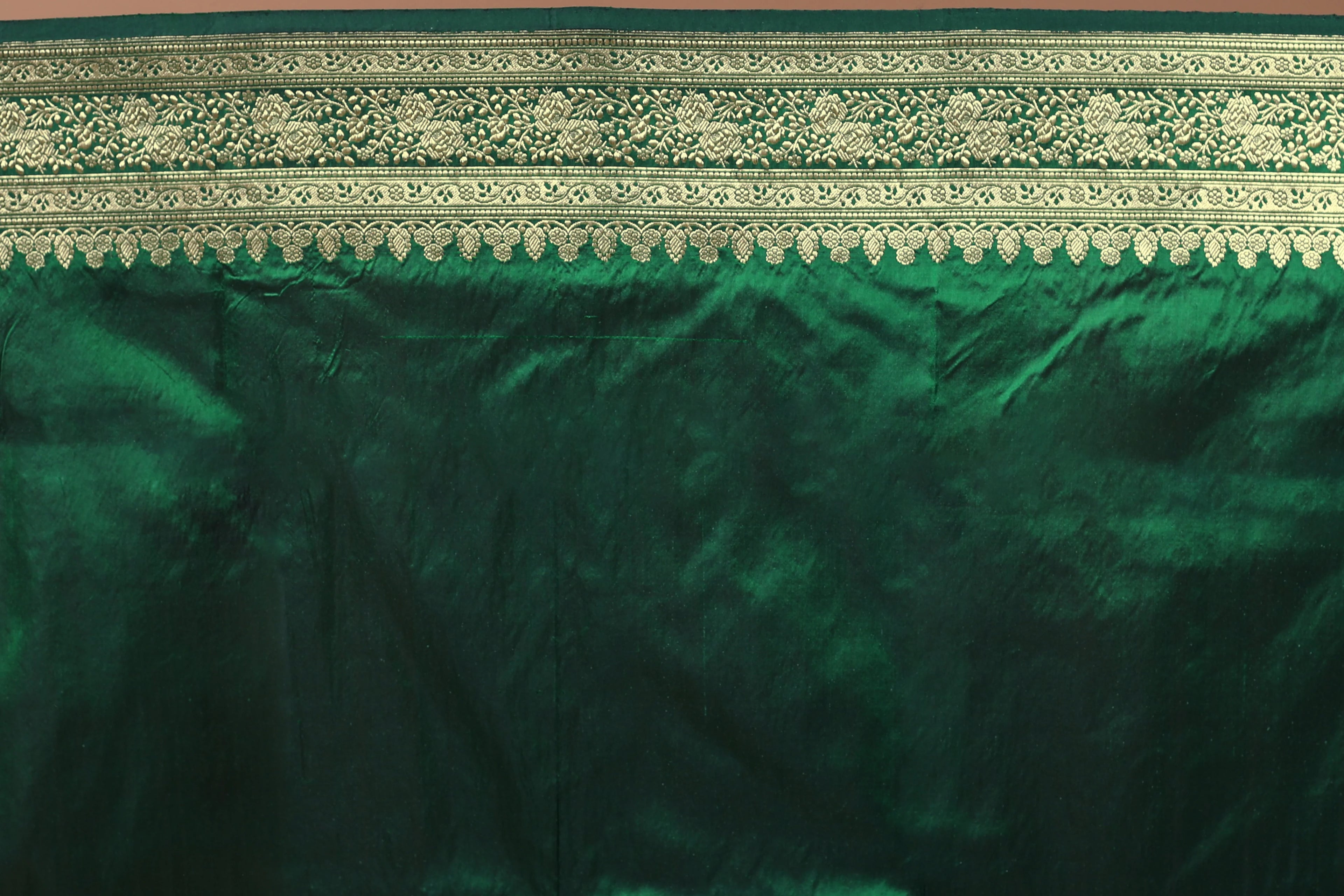 Bottle Green Pure Katan Silk Saree With Blouse Piece