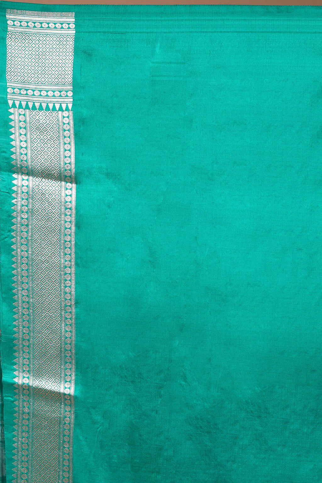 Teal Green Jaal Katan Silk Saree With Blouse Piece