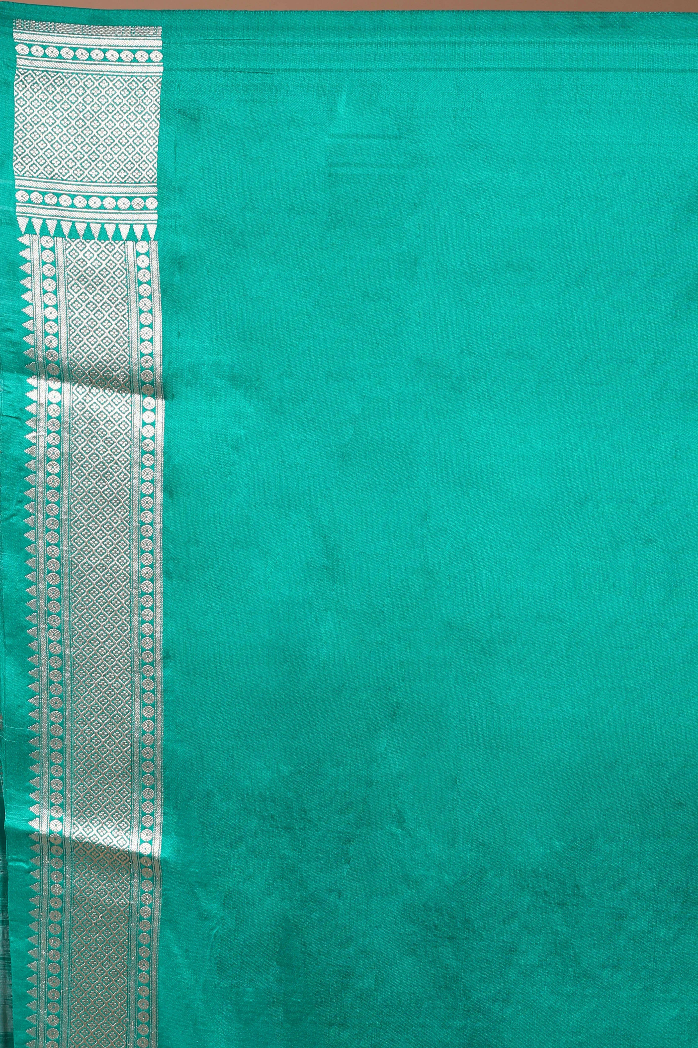 Teal Green Jaal Katan Silk Saree With Blouse Piece