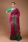 Magenda Pure Kora Banarasi Saree With Blouse Piece