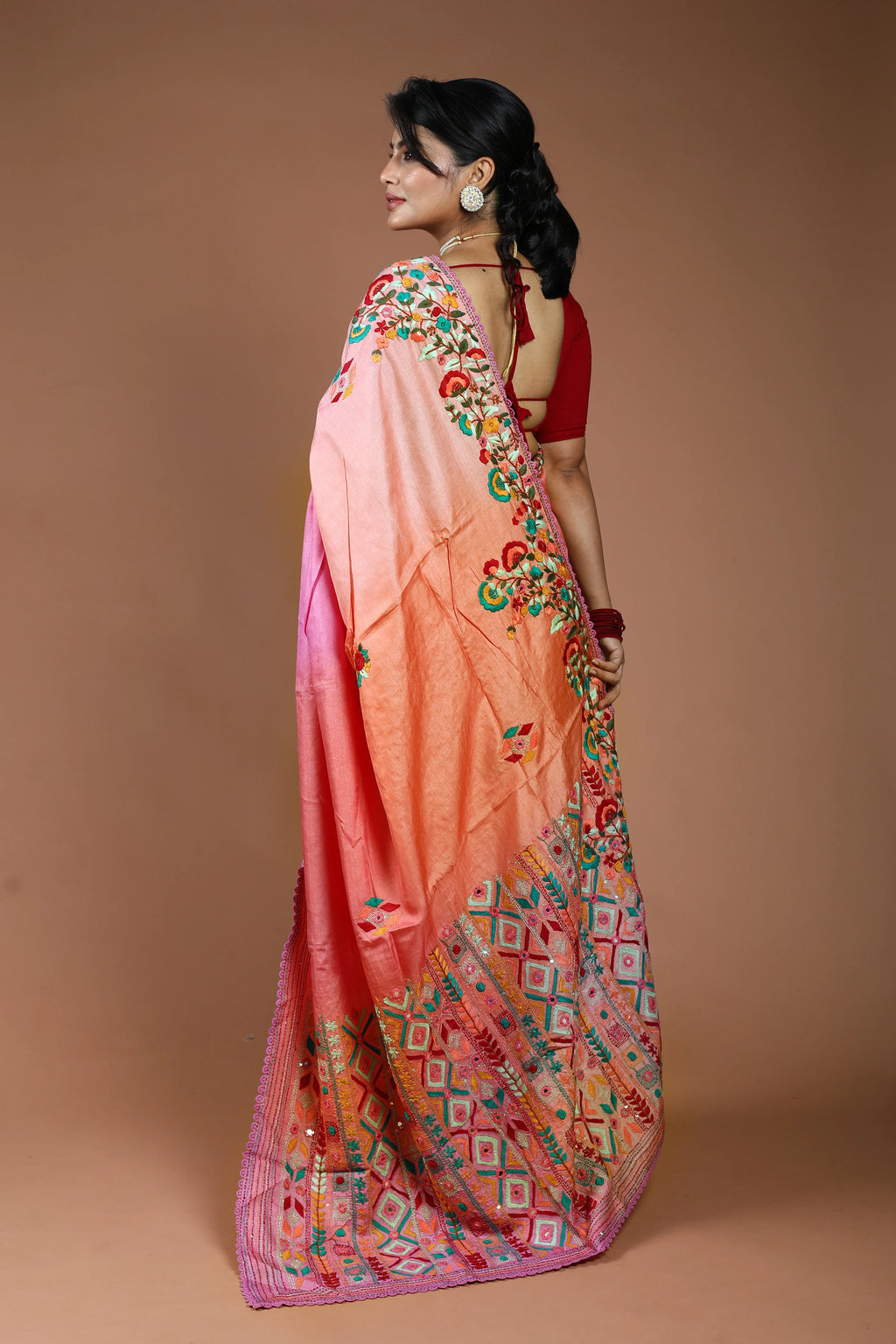 4D Dye Tussar Fusion Saree With Blouse Piece