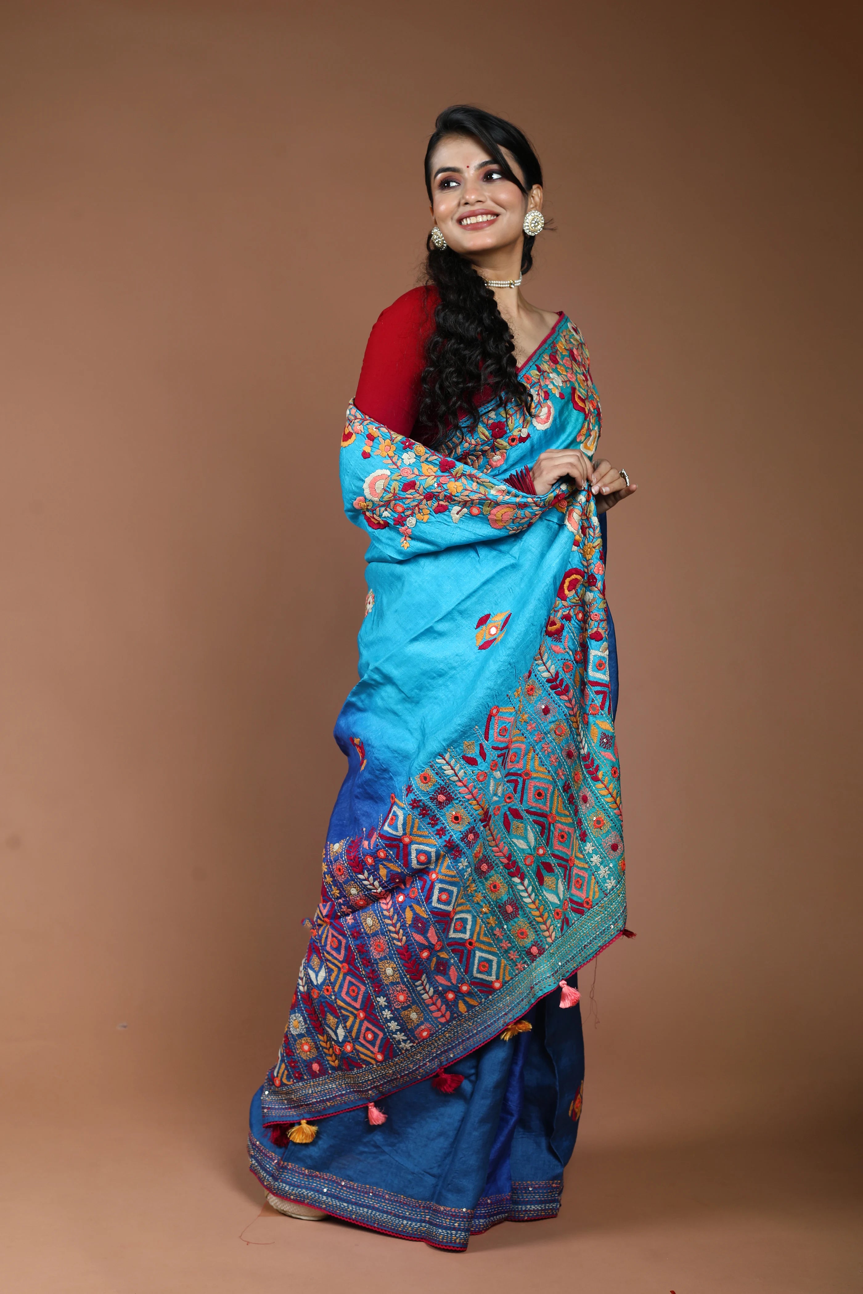 4D Dye Tussar Fusion Saree With Blouse Piece